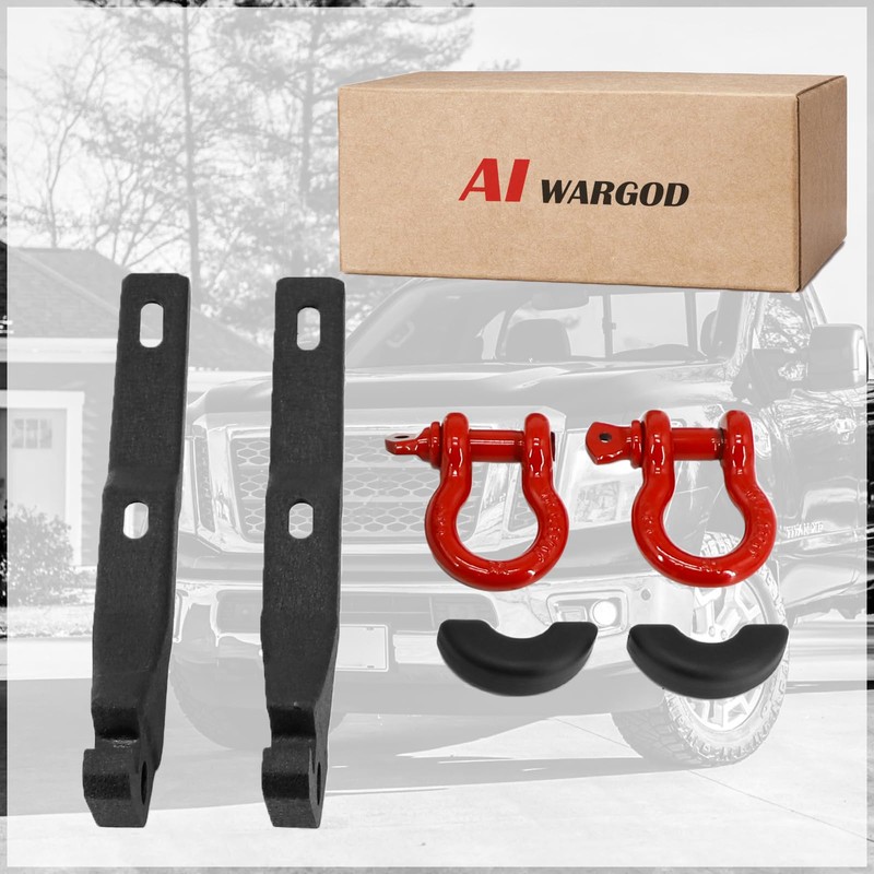 2PCS Front Tow Hook Mount Bracket and D-Ring Fit 2017