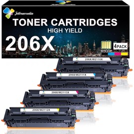 Jettruemedia 206X High Yield 206A Toner Cartridges for Works with HP Color Pro MFP M283fdw M283cdw Pro M255dw M255nw MFP M282nw M283 M282 M255 All in one Printer (W2110X W2111X W2112X W2113X 4 Pack)