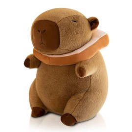 SHINUOER Capybara Plush Cute Capybara Animal Kawaii Plush with Wearable Toast Headgear Bread Capybara Gifts Cute Plush Pillow Birthday for Boys Girls 12 Inch