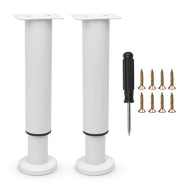Terdey Furniture Adjustable Legs, Metal Bed Support Leg Central Slat Frame Couch Replacement Support Leg Part Heavy Duty Furniture Foot with Screwdriver for Cabinet/Dresser/Table/Sofa (White 18-32cm)
