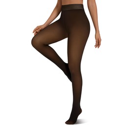 Tournesol Plus Size Women's Fleece Lined Tights Fake Translucent Warm Thermal Pantyhose U-shaped Thick Winter Leggings Honey