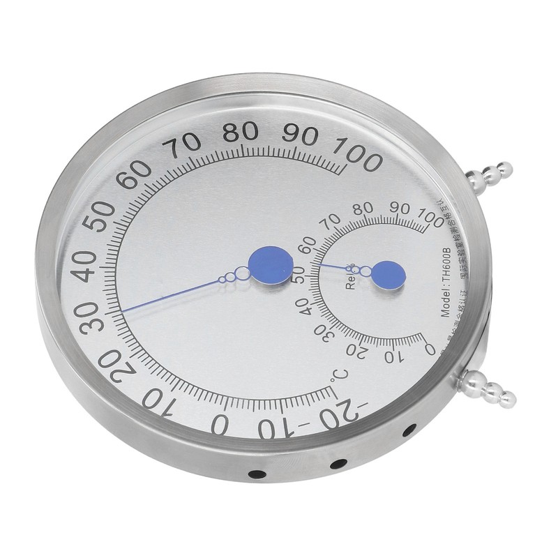 Round Thermometer Stainless Steel Waterproof Heat Resistant Thermometer Hygrometer for