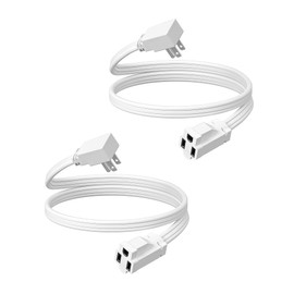 DEWENWILS 3FT Extension Cord with 3-Prong Flat Plug, 15A/1875W 14/3 SPT-3 Flat Wire, Space Saving for Home Office Appliances & Electronics, ETL Listed, 2 Pack for Christmas, White