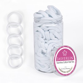 JASVERLIN- Lazos para el cabello de tela de algodón blanco, coleteros suaves para el cabello para mujeres trenzadas, rizadas y finas