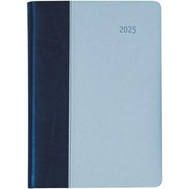 Zettler - Book Calendar Premium 2025 Blue/Azure, 15 x 21 cm, Pocket Calendar in Tucson Cover with 416 Pages, 1 Day on 1 Page, Address Part, Monthly Overview, Moon Phases and International Calendar