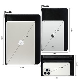 Hodufy 3 Pack Fireproof Document Bag,Fire Money Bags Wallet Pouch for Banking (13.5x9.4/10.6x6.6/8.7x5.1 in) Waterproof Fireproof Bag with Zipper for Safe Storage File Coins Cash Jewelry Valuables