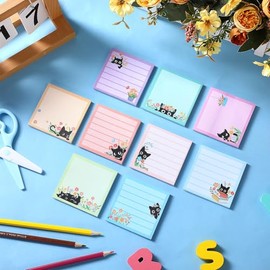 Pajean 9 paquetes de notas adhesivas negras con diseño de gato, 450 hojas, set de papelería de gato, notas adhesivas lindas, bloc de notas, almohadill