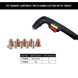 770654/770724 Tip & Electrode Kit for Hobart Plasma Cutter HP-70 Torches used on AirForce 700i Af700i