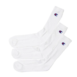 Champion CMSCY002/CMSCH002 Men's High Socks, Plain Socks, 3-Pair Set, Half Pile, One Point Logo, Full Length Socks, white, 25.0-27.0 cm