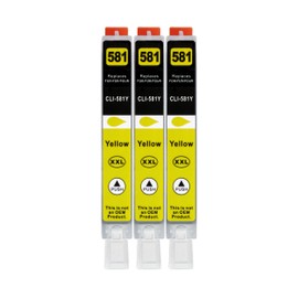 3 XXL Printer Cartridges Compatible with CLI-581 Y Yellow for Canon PIXMA TS705 TS6150 TS6250 TS6350 TR7550 TR8550 TS8150 TS8250 TS8350 TS9150 TS9550 TS6151 TS622 51 TS6 5351 TS8151 TS8152 TS8251