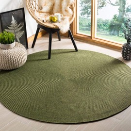 Safavieh Braided Collection BRD315A Hand-Woven Reversible Area Rug, 4' Round, Green