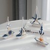 Sedubila Set of 4 Mini Sailboat Model Decorative Mediterranean Wooden