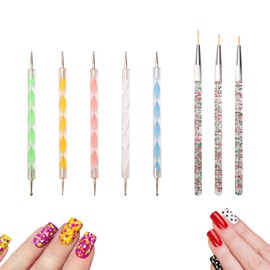 Nurila Nagel Pinsel, 8 Stück Nail Art Pinsel Set, 3 Nagelpinsel mit 5 Malerei Pen für Gelnägel, Nageldesign Zubehör für Gelnägel und DIY Nageldesign Nail Art, Mehrere Größen Nagelpinsel