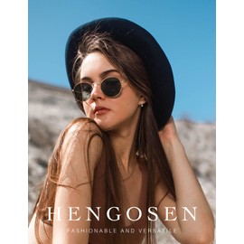 HENGOSEN Polarised Round Sunglasses Mens: Retro Circle Sunglasses for Men Women Metal Sun Glasses Hippie Travelling Driving
