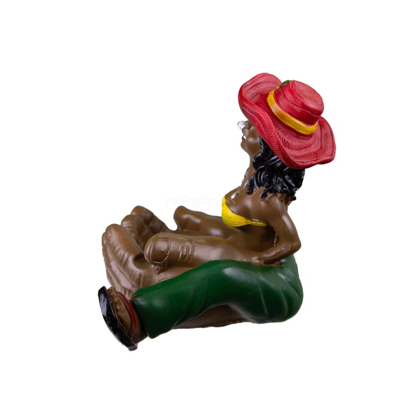 6.25" Medium Rasta Jamaican Man Holding Bowl Polyresin Ashtray Decoration