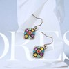 Inilbran Boho Colourful Gemstone Earrings Rainbow Square Dangle Hook Earrings