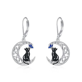 Cat Celtic knot Butterfly Earrings 925 Sterling Silver Blue Butterfly Black Jewelry Gifts Birthday Christmas Gifts for Women Wife Lovers (Cat Celtic knot)