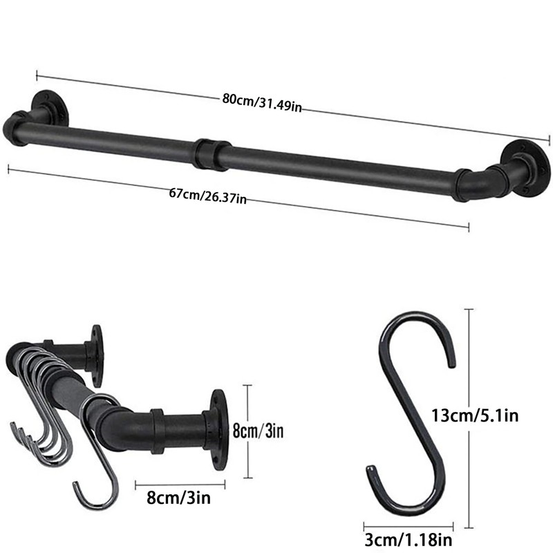 YSGSMOM 31 Inch Wall Mounted Pot Rack, Industrial Utensils Wall
