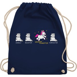 Shirtracer - Gym Bag Backpack - Work and Job Gifts - Nurse Unicorn, 4 Navy Blue