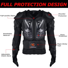 RIDBIKER Motorcycle Protective Jacket Full Body Armor, Chest Spine Protection Dirt Bike Gear for Men Motocross MTB Racing Off-Road (XXX-Large, Red)