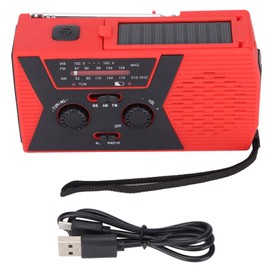 Emergency Crank Radio Solar Powered Radio with 2000mAh Battery Power for Household Emergency Outdoor SurvivalRed