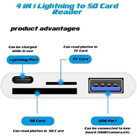 Lightning to SD Card Reader - 4 in 1 Memory Card Adapter for  with USB Female OTG, Compatible with SD/TF Cards. Portable and Fast . - Color: 4IN1 SD CARD