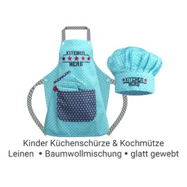 Emily´s Check Kochmütze + Küchenschürze + Topfhandschuh für Kinder - 3teiliges Set 1428.2002, Kitchen Hero, Small [3-6 Jahre]