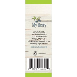 My Berry Organics Chaga Mushroom Extract Liquid, Wild Harvested & Double Extracted Maine Chaga, 2oz, No Pesticides