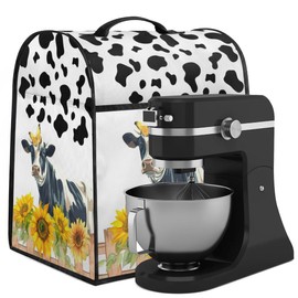 Kitchen Mixer Cover, Cute Cow SUNflower Print Stand Mixer Blender Coffee Dust Cover with Zipper Pocket for 6-8 Quarts Bowl Lift, Kitchen Appliance Cover with Top Handle