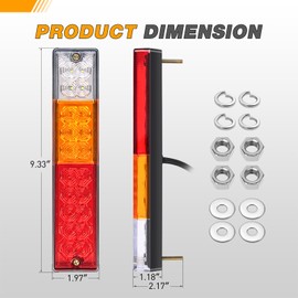 GOOACC 20 LED Trailer Light Kit 2PCS Running Stop Brake Turn Signals Reverse Lights Studs Mounted Waterproof Bright Tail Light For 10-30v Truck RV UTV Camper Van Boat Trailer