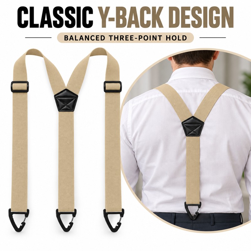 Men’s Work Suspenders for Trousers – 1.5-Inch Wide Adjustable Elastic