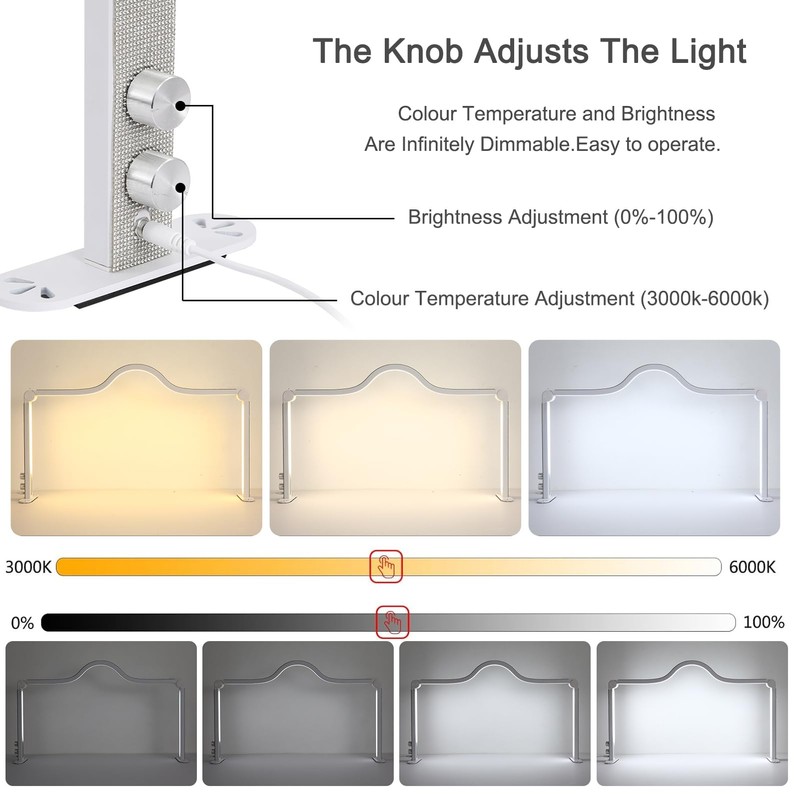 Half Moon Light for Nail Desk, 34.5In Foldable Square Nail