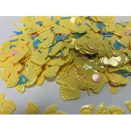 LGT Baby Shower/Gender Reveal Party Decorations Set. Banners, Confetti and Sash. Girl/Boy/Unisex (White Mum to Be and Yellow Feet), Pink, Blue