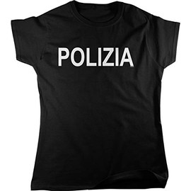 Hoodteez Polizia Women's T-Shirt, M Black
