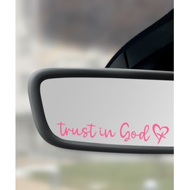 SCUARI 4PCS Car Stickers,Car Decals,Car Accessories Stickers and Decals,Trust in God Rearview Mirror Decal,Trust in God Automotive Mirror Decoration,Suitable for Most Car Truck SUV (Pink)