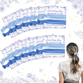 CORNER LACE Blue Flowers Bridal Shower Hair Ties Party Favors, Something Blue Theme Floral Bachelorette Elastic Knotted Hair Bands Cards Bridesmaid Proposal Bride Wedding Gifts Hair Accessories Decor