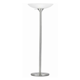 Benjara 3 Way Torchiere Floor Lamp with Frosted Glass Shade and Stable Base, White