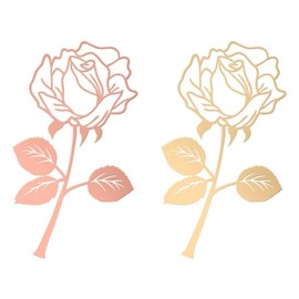 2 Pack Metal Rose Shape Bookmarks Metal Bookmarks Rose Color Hollow Engraved Design Bookmarks Rose Color Bookmarks for Women (Gold, Rose Gold)