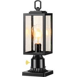 VIANIS Outdoor Lamp Post Light Hardwired 120V, Dusk Dawn Driveway Lamppost Light Fixture 3-inch Pier Mount Base, 100% Aluminum Waterproof Black Exterior Light Post Lantern Lamp for Garden, Yard, Porch