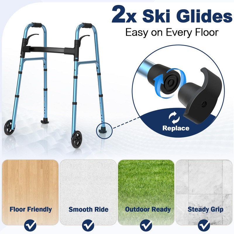 HolyHeal Walkers for Seniors, Folding Walker with Wheels and 2