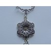 Handmade ANTIQUE SILVER FLOWER BEADED LANYARD ID BADGE HOLDER NECKLACE