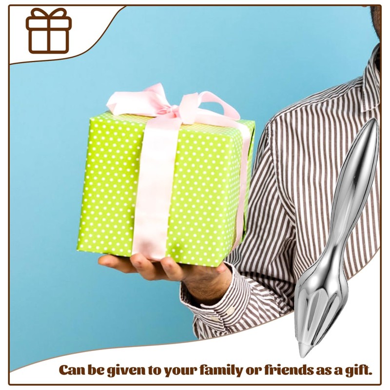 IMIKEYA Stainless Steel Citrus Reamer Lemon Hand Juicer Beech Wood