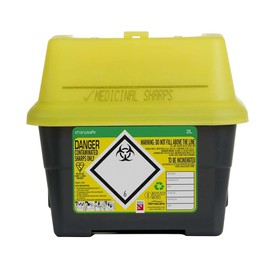 Lyall Willis Sharps Bin 2L Grey Eco freindly - Yellow Lid (Single Pack)