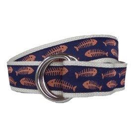 Coral Bonefish D-Ring Belt 44 Brass D-Ring Navy