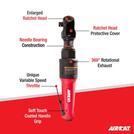 AIRCAT 806 3/8" Ratchet, Small, Red/Black