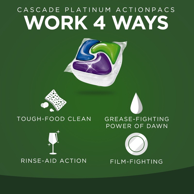 Cascade Platinum ActionPacs, Dishwasher Detergent, Lemon Scent, 36 Count