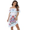 YZXDORWJ Women Mexican Embroidered Dress Ruffle Collar Sleeveless (XXXL, 623W)
