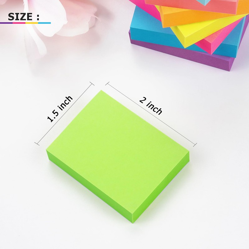 Winner Aura Sticky Notes 1.5x2 inch Bright Colors Self-Stick Pads