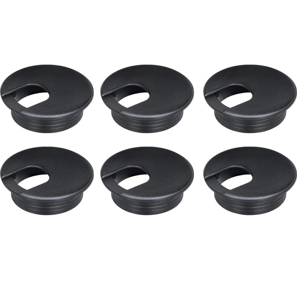 6 PCS Desk Grommet, Black Desk Cable Wire Grommet Cord