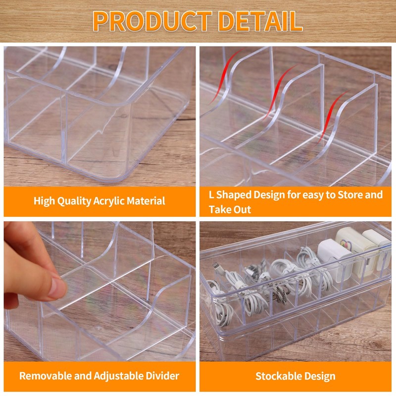 3 Pack Cable Storage Box Cable Tidy Box with 30
